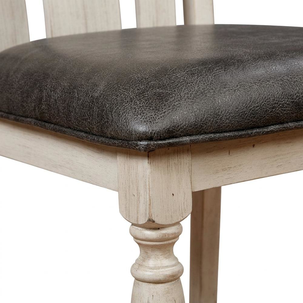 Upholstered Wood Dining Chair with Turned Legs for Dining Room, Beige, Set of 2. Picture 7