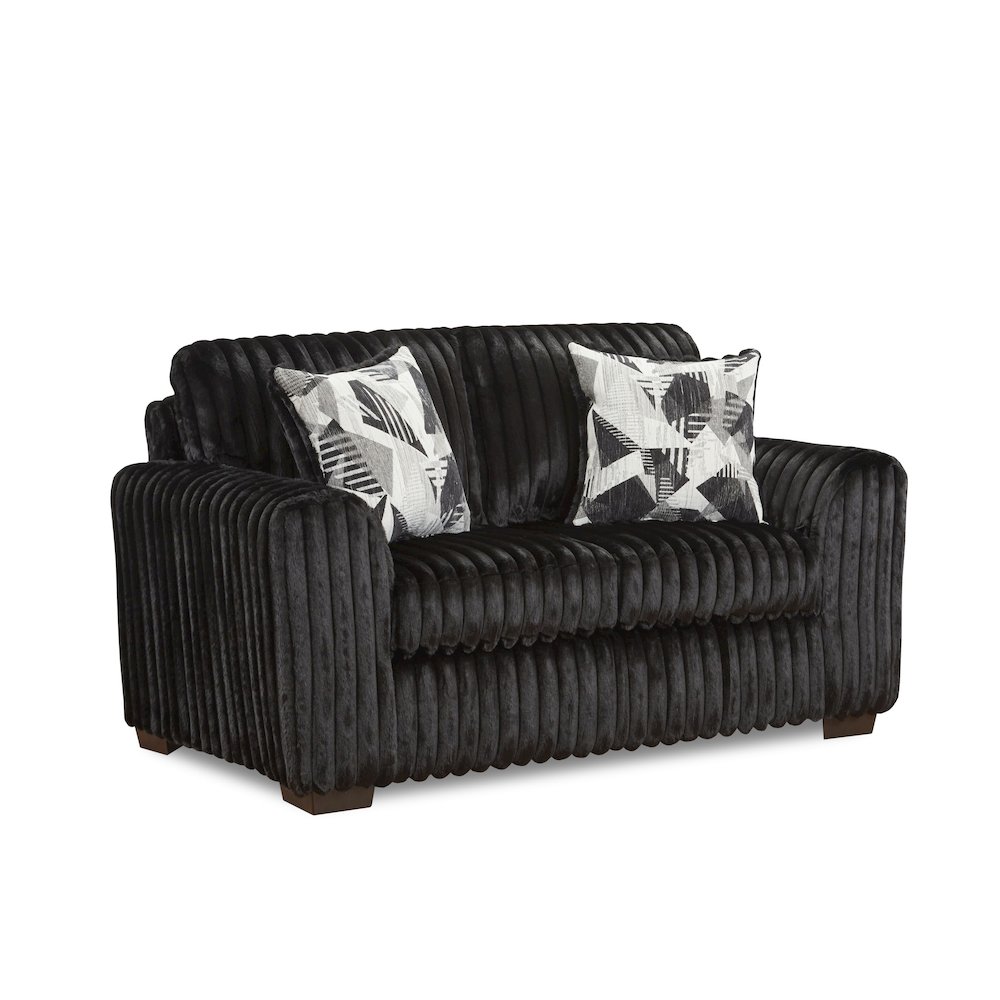 Nolan Contemporary Upholstered Loveseat, Lush Black. Picture 1