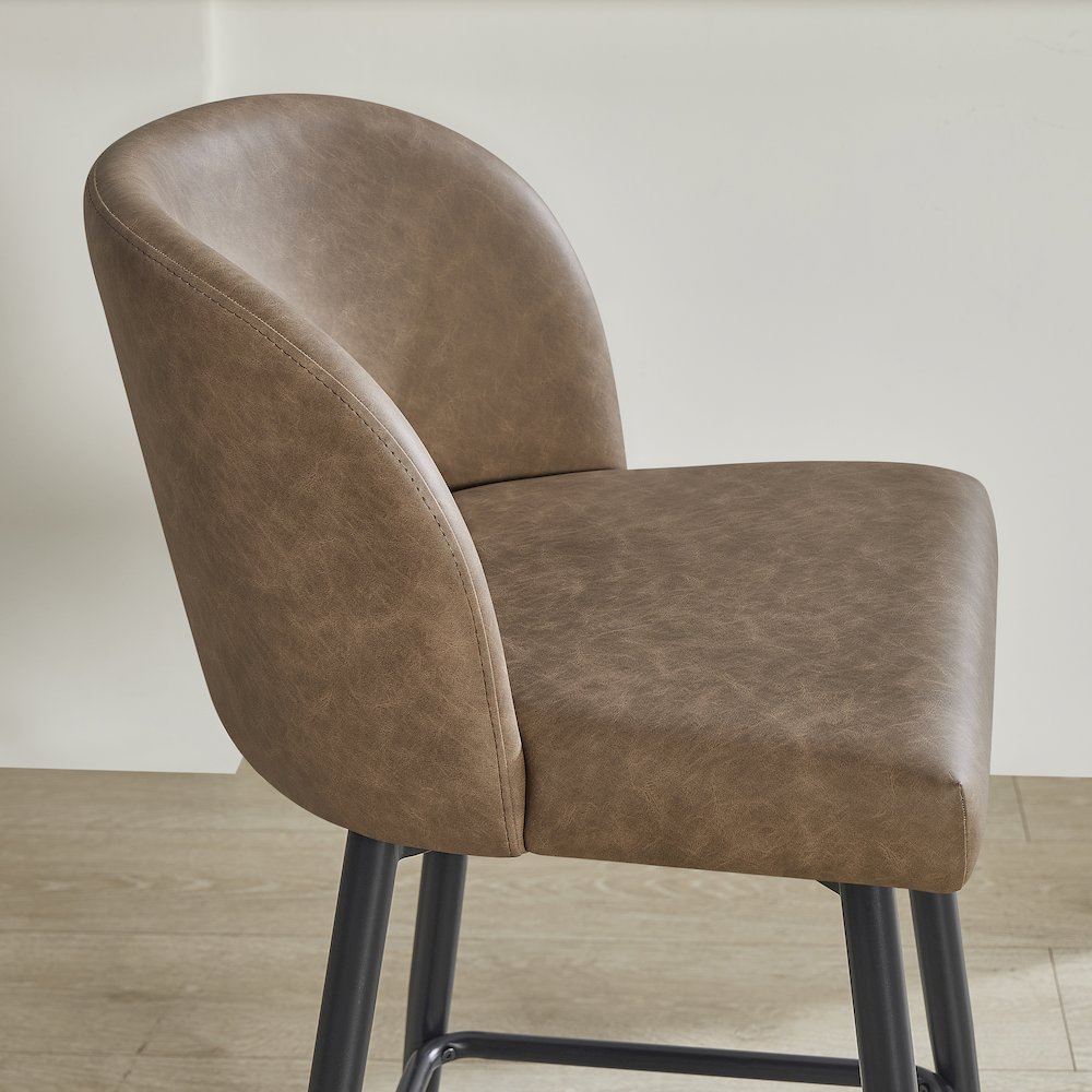 Rhythm Upholstered Counter Height Stool, 360° Swivel, Set of 2, Brown. Picture 6