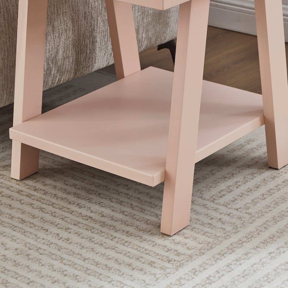 Athens Contemporary Wood Shelf End Table in Pink. Picture 6