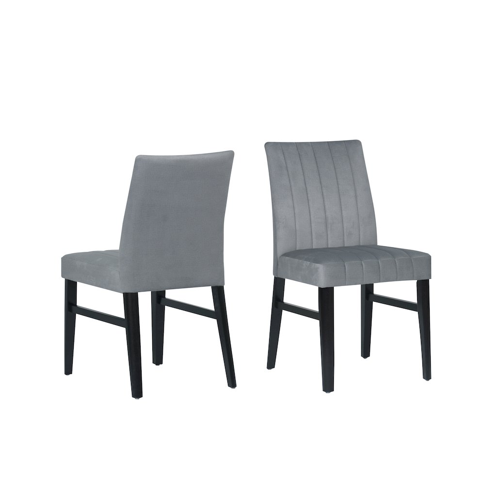 Edo 5-Piece Dining Set, Round Trestle Table and 4 Upholstered Chairs, Gray. Picture 14