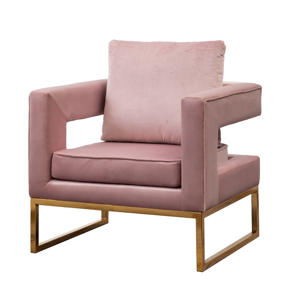 Lenola Contemporary Upholstered Accent Arm Chair, Pink. Picture 1