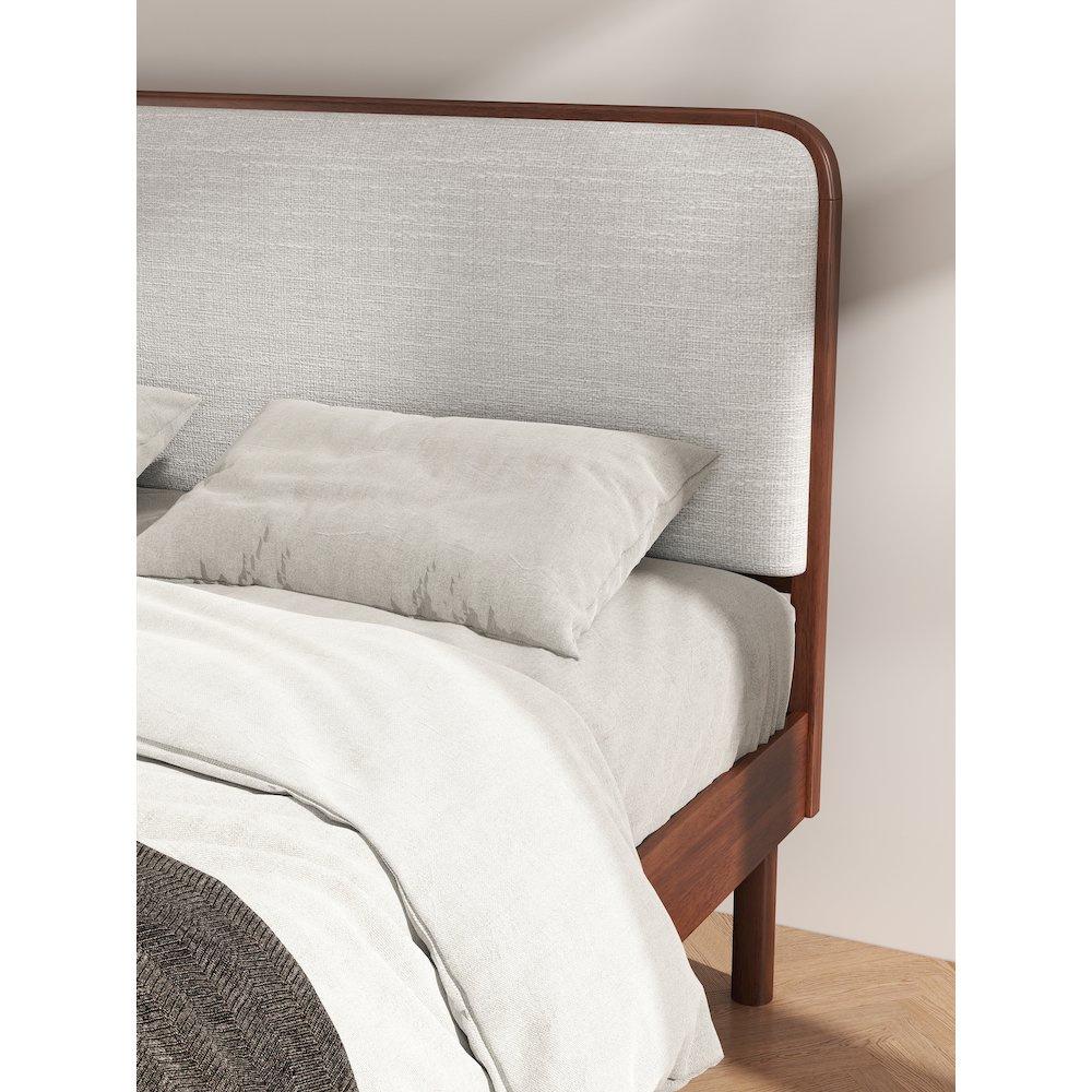 Wyller Rubberwood Platform Bed, Natural Walnut Finish, Queen. Picture 5