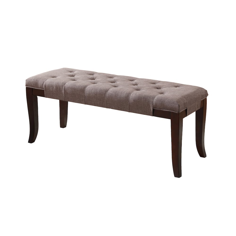 Linon Brown Fabric Tufted Ottoman Bench. Picture 3