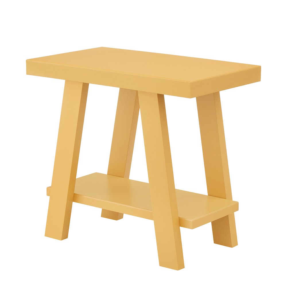 Athens Contemporary Wood Shelf Side Table in Yellow. Picture 1