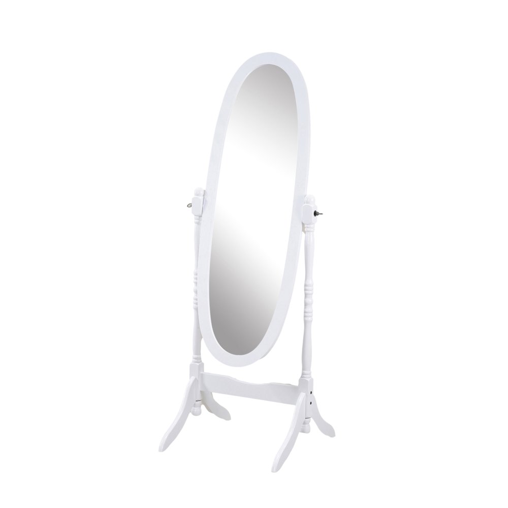 Audi Traditional Style Wood Cheval Floor Mirror, White. Picture 1
