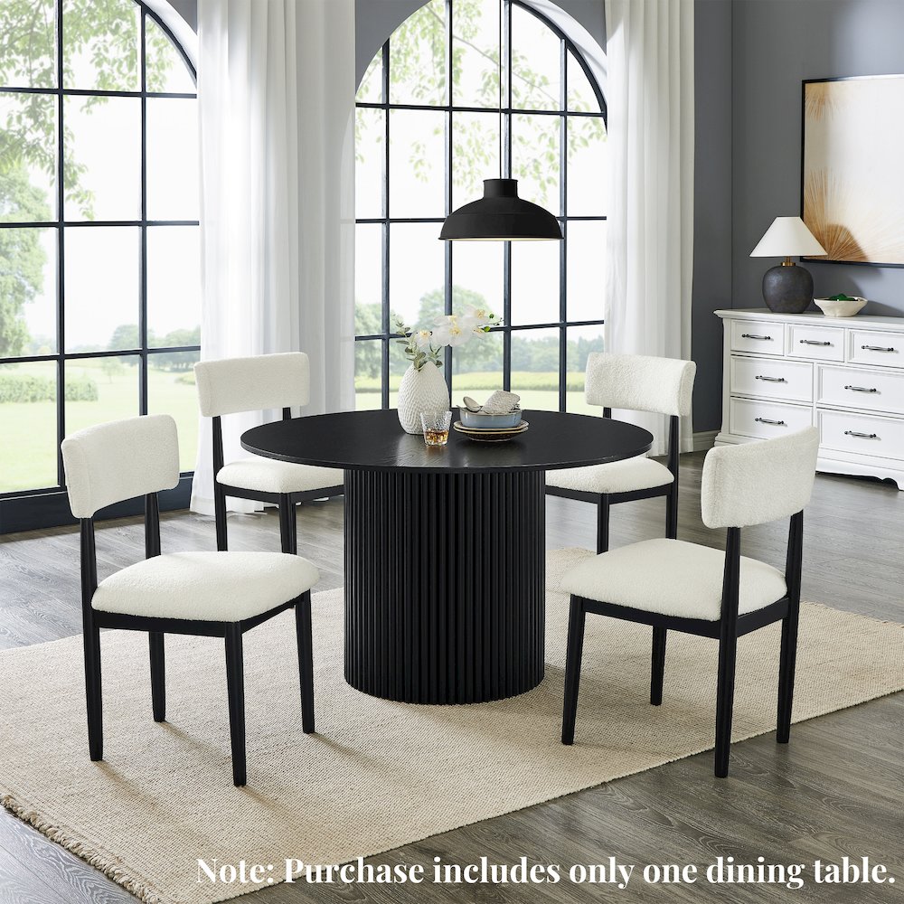 Henriet 48" Pedestal Base Round Dining Table, Black. Picture 2