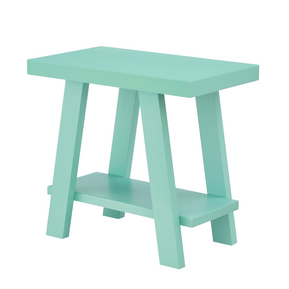 Athens Contemporary Wood Shelf Side Table in Teal. Picture 1