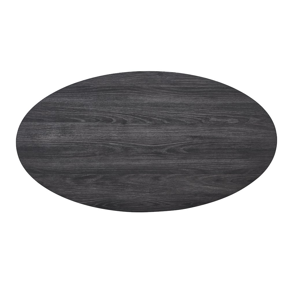 Anze Contemporary Oval Wood Shelf 3-Pc Coffee Table Set in Charcoal Finish. Picture 6