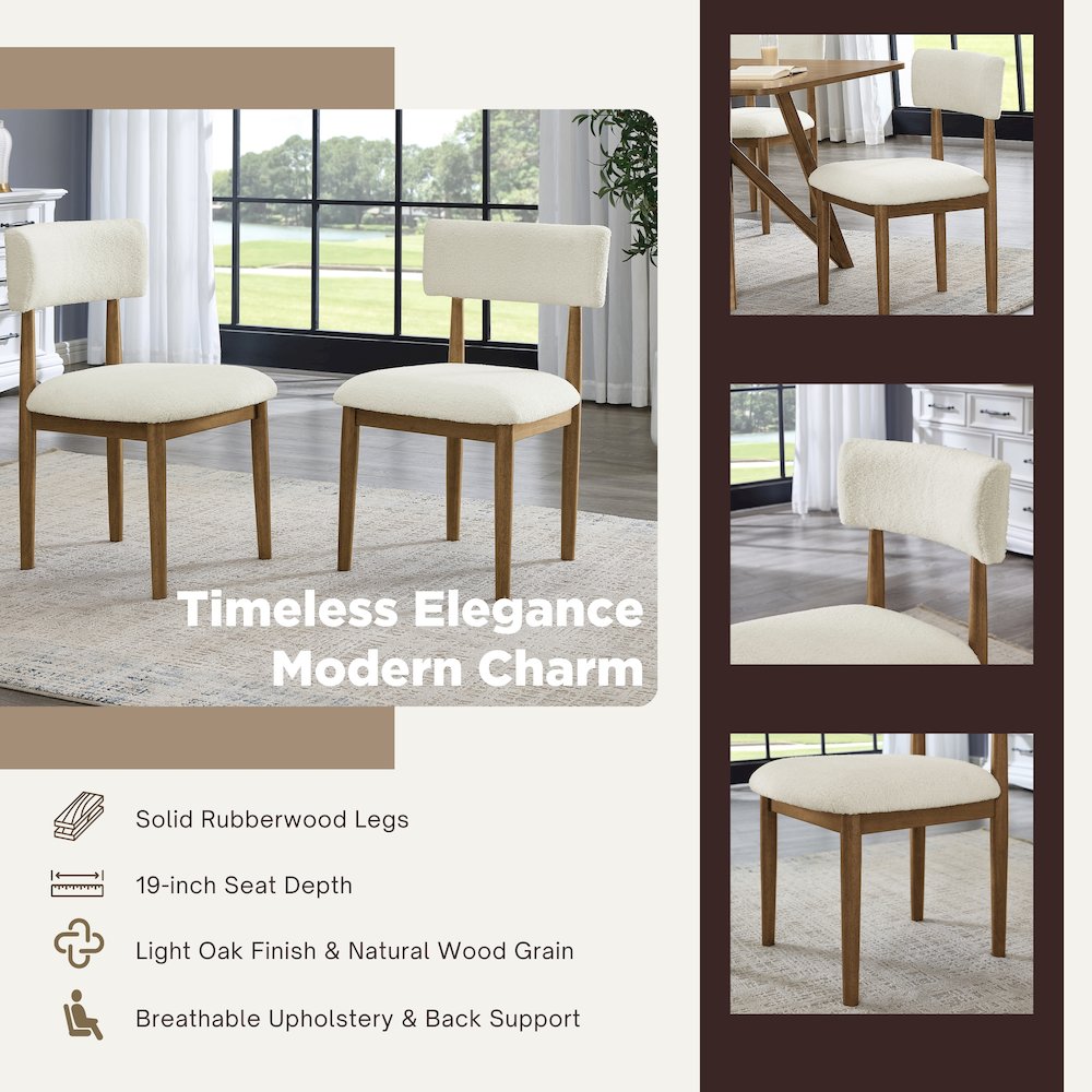 Andus 5-Piece Dining Set, Trestle Dining Table with 4 Stylish Chairs, Light Oak. Picture 4