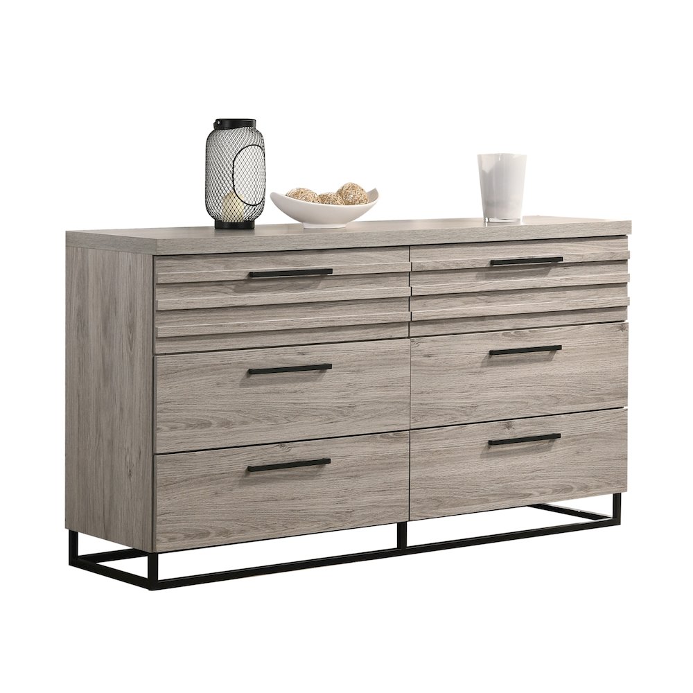 Alvear Contemporary 6-Drawer Dresser, Weathered Gray. Picture 1
