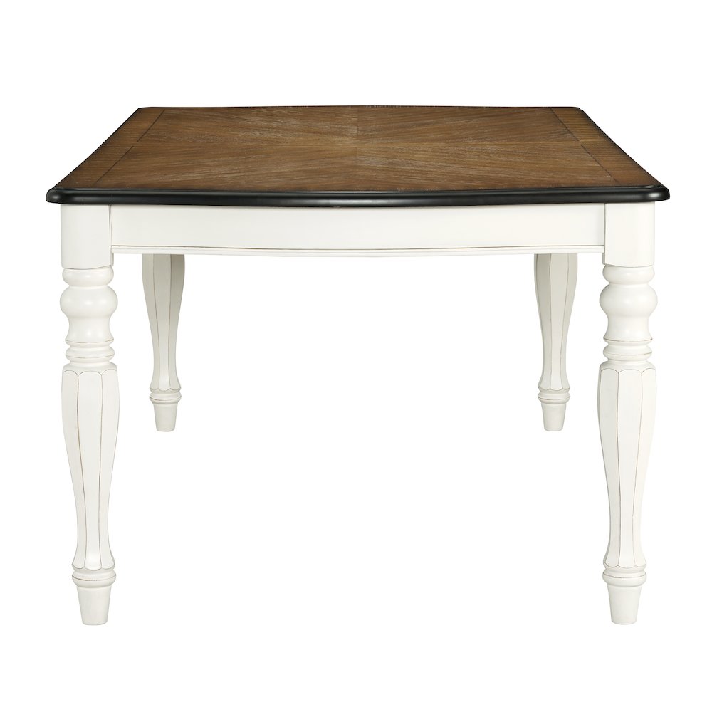 Belleza French Country Dining Table, Antique White and Weathered Oak Finish. Picture 11