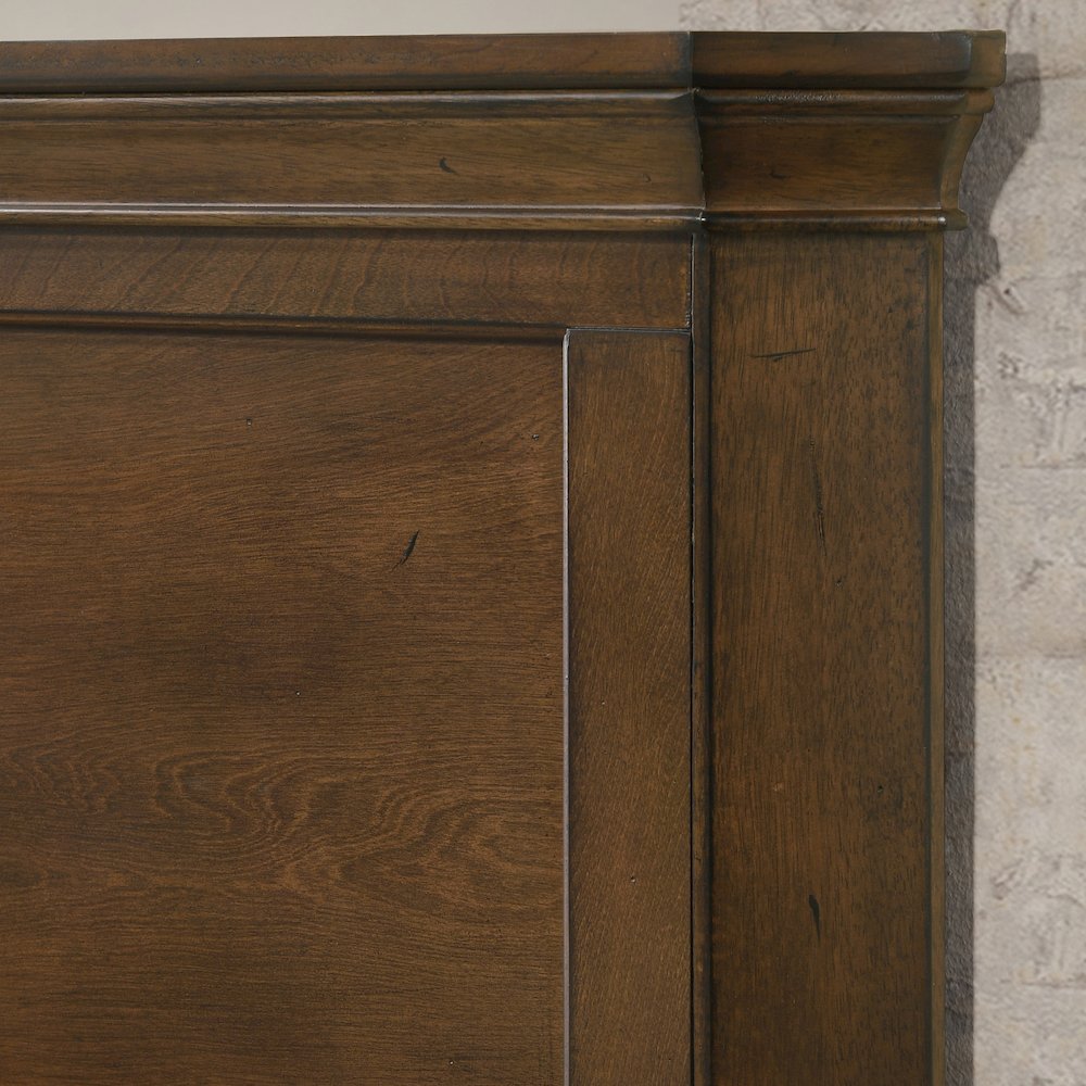 Maderne Traditional Wood Panel Bed, Queen, Antique Walnut Finish. Picture 3