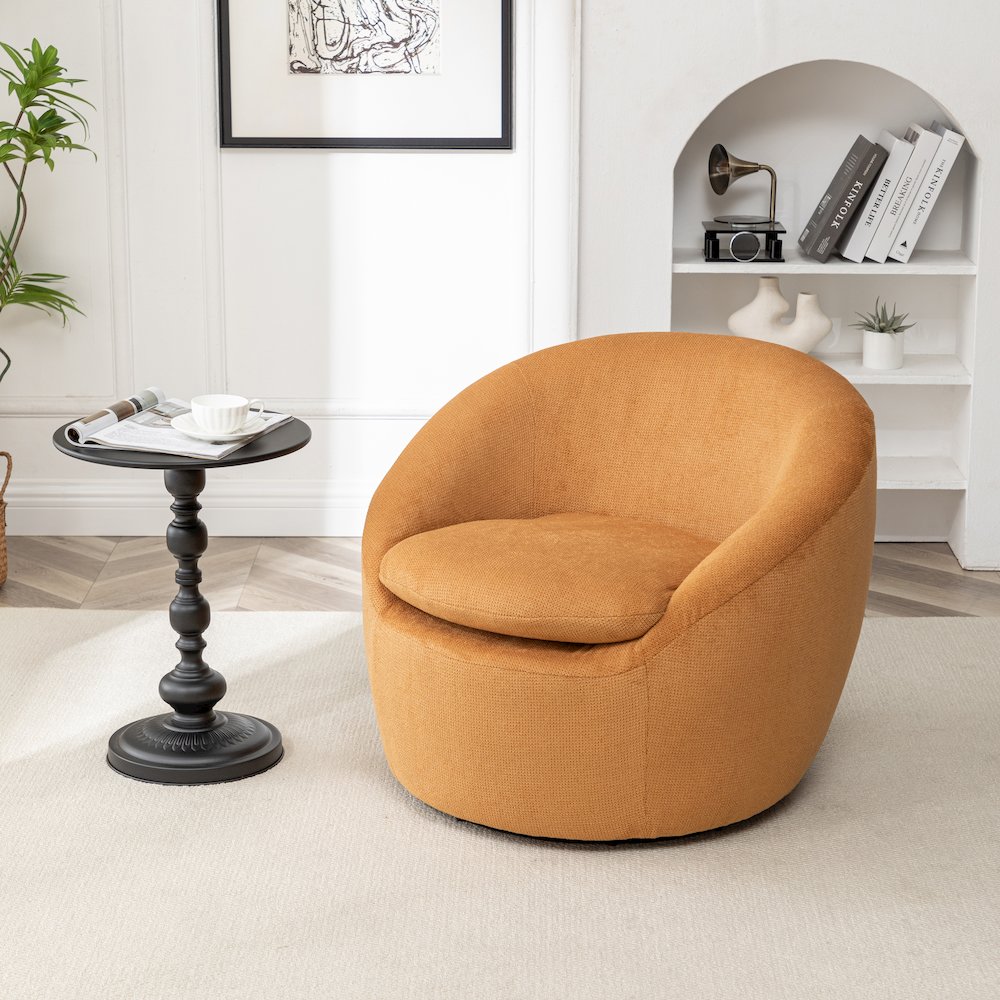 Winnie Modern Barrel Chair, 360° Swivel. Picture 14
