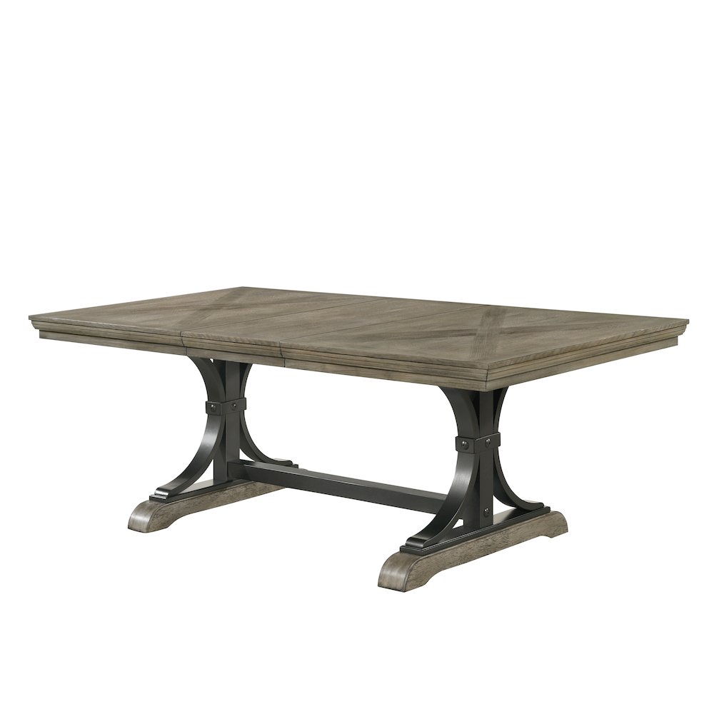 Birmingham Nailhead Driftwood Finish Extendable Table. Picture 1