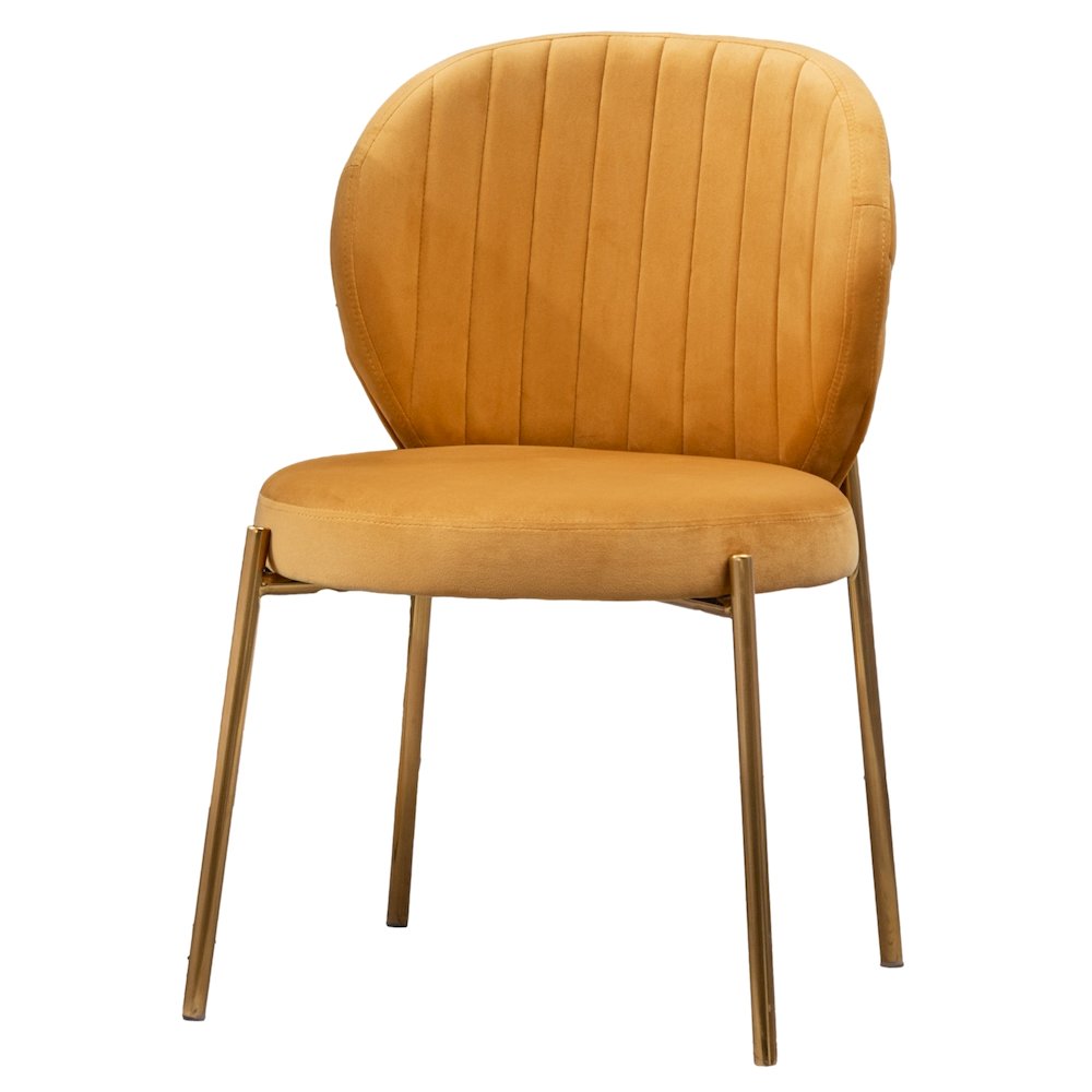 Amoa Contemporary Velvet Upholstery Dining Chair, Yellow, Set of 2. Picture 16