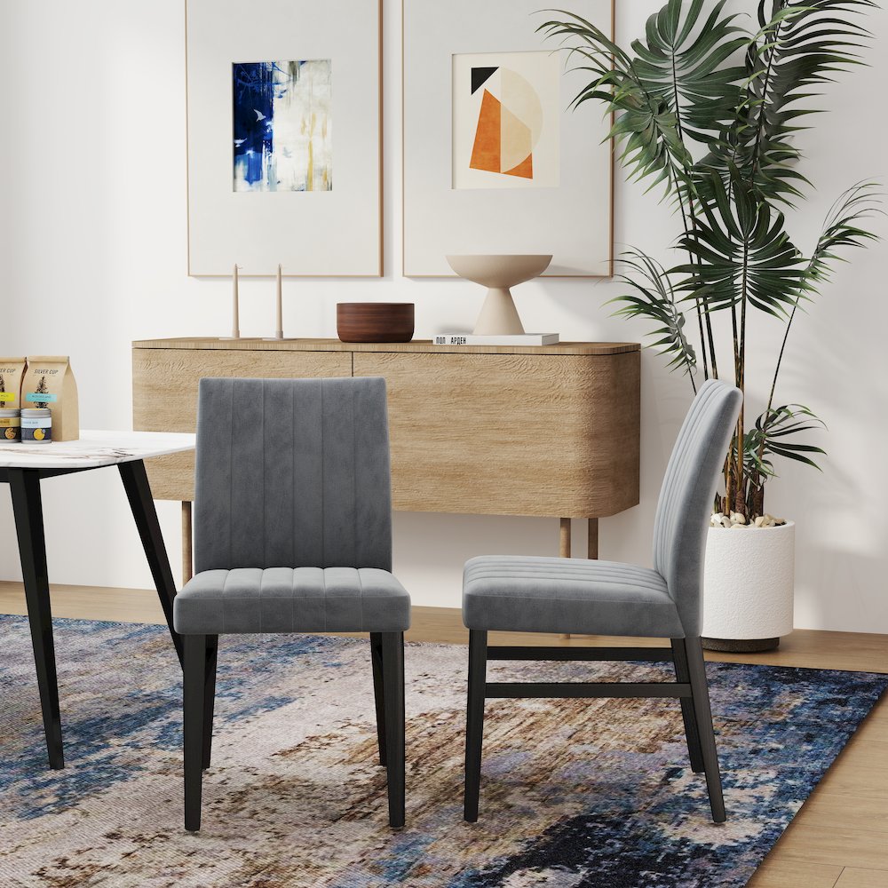 Wendell Contemporary Upholstered Dining Chairs, Set of 2. Picture 3
