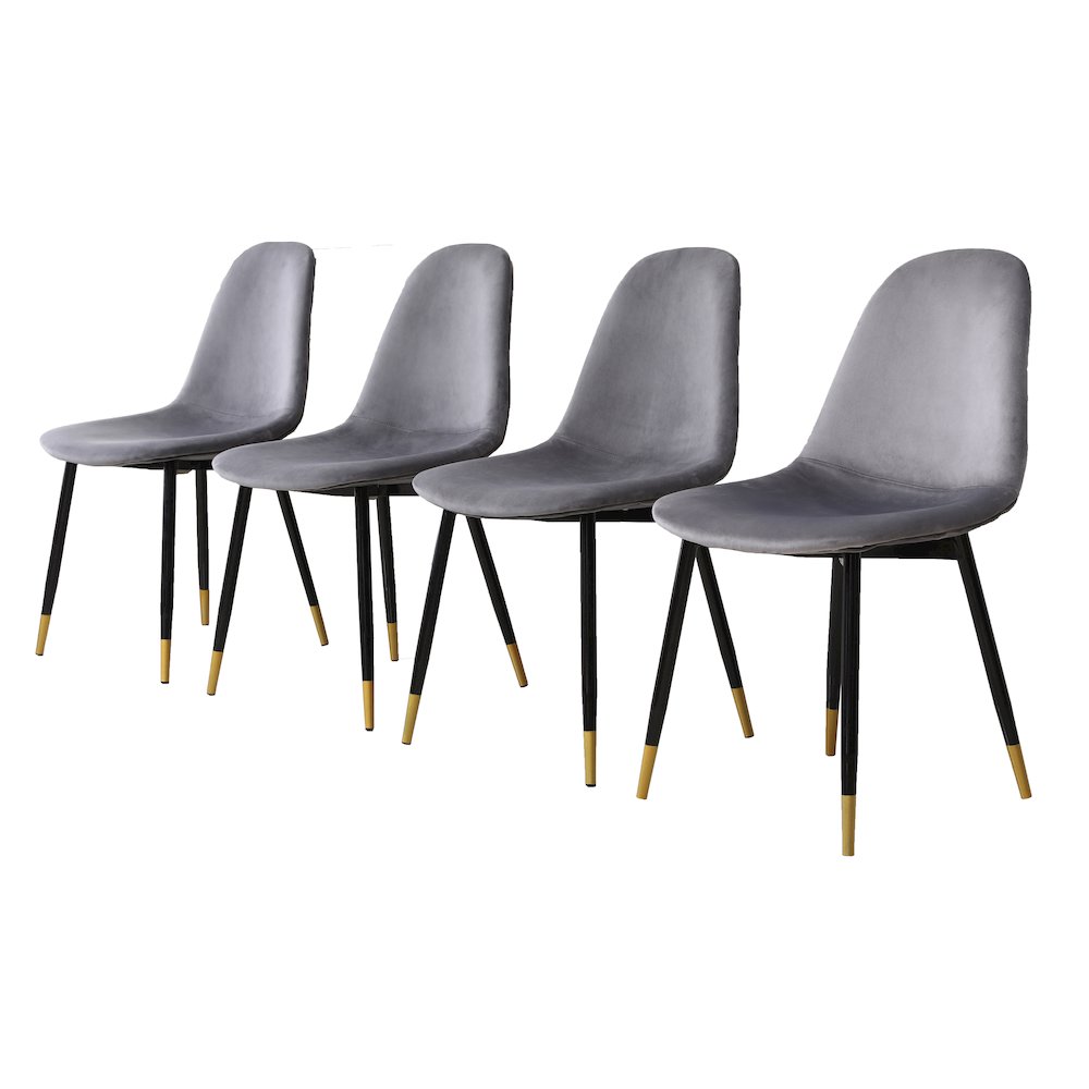 Lassan Contemporary Fabric Dining Chairs, Set of 4, Gray. Picture 1