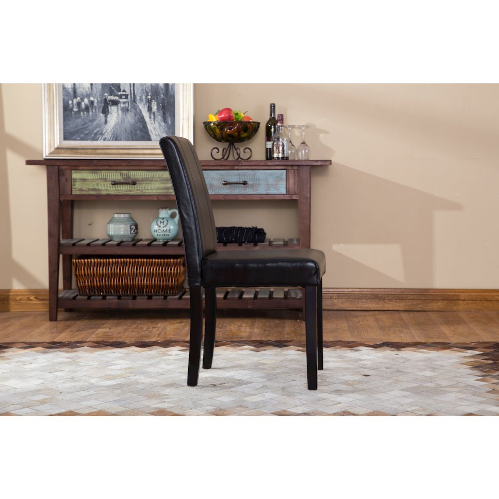 Urban Style Solid Wood Leatherette Padded Parson Chair, Black, Set of 2. Picture 6
