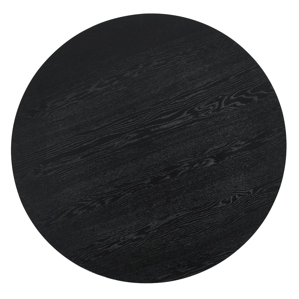 Henriet 48" Pedestal Base Round Dining Table, Black. Picture 5