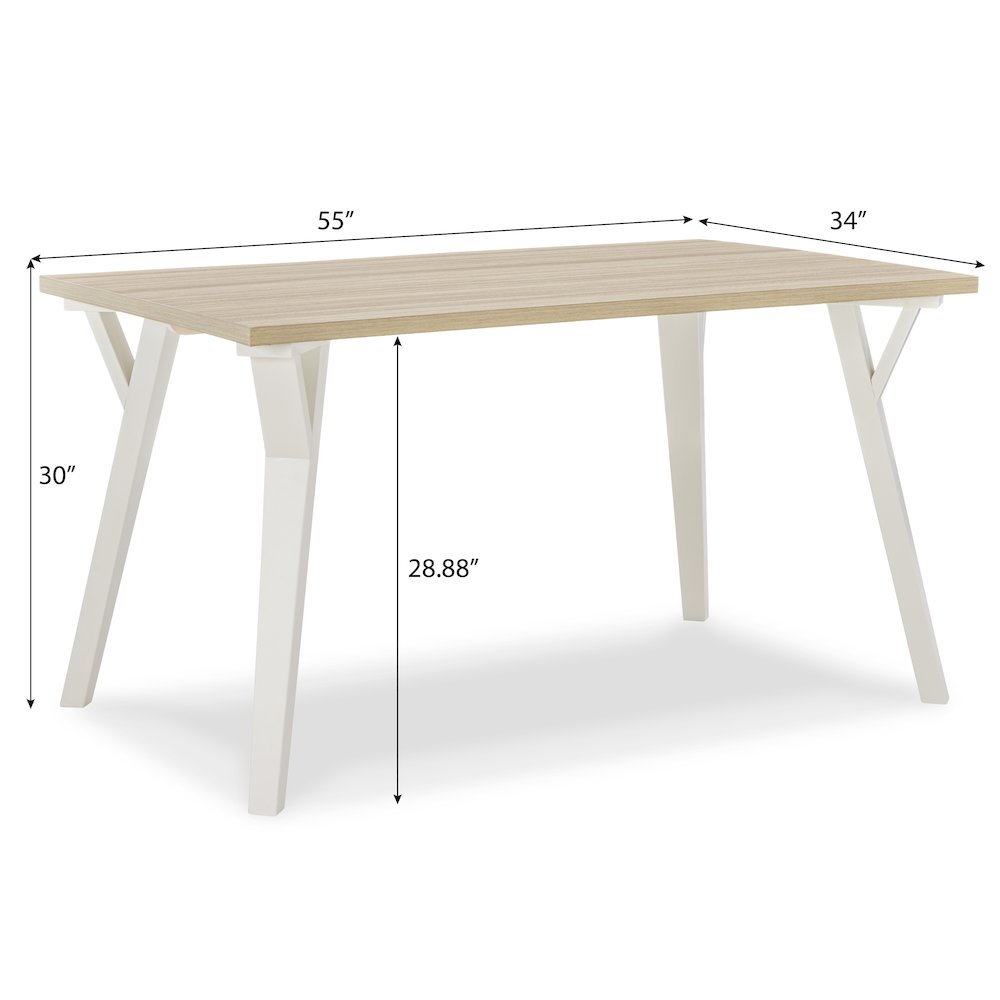 Alwynn Contemporary Rectangular Dining Table, White and Natural Wood. Picture 8
