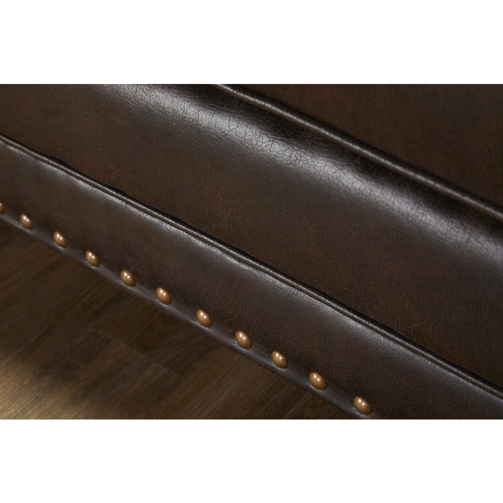 Leinster Faux Leather Upholstered Nailhead Loveseat in Espresso. Picture 5