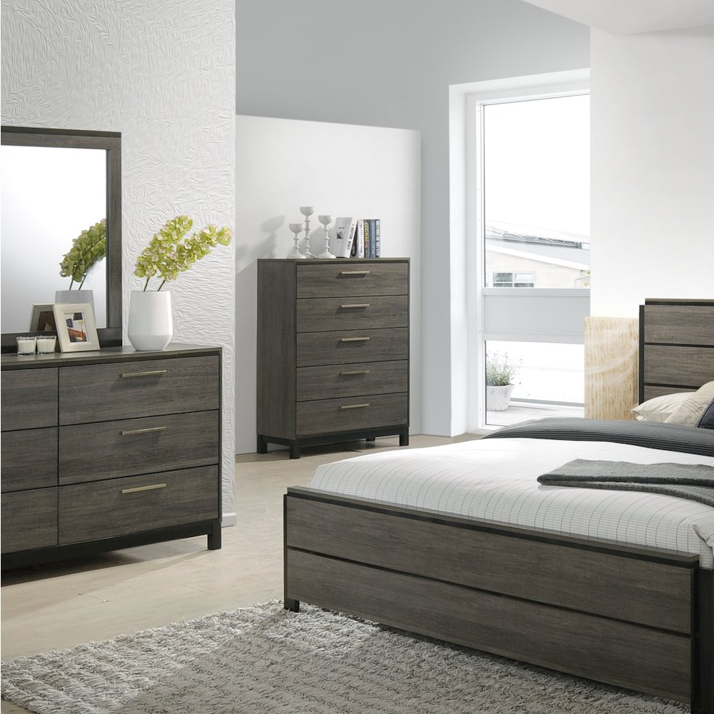 Ioana Antique Grey Finish Wood 5 Drawers Chest. Picture 5
