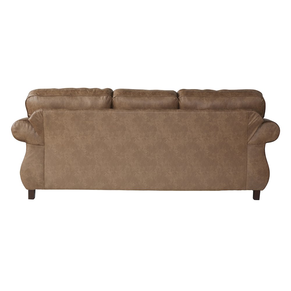 Leinster Faux Leather Sofa with Antique Bronze Nailheads in Jetson Ginger. Picture 2
