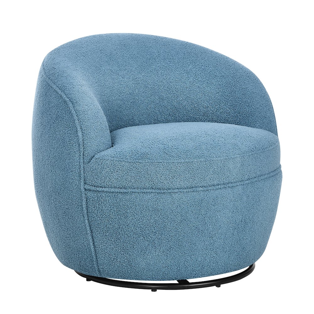 Galleria 360 Swivel Teddy Sherpa Barrel Chair, Blue. Picture 1