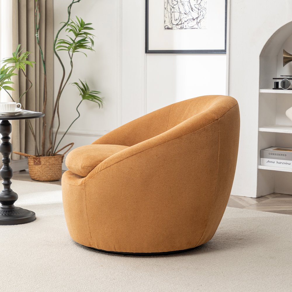 Winnie Modern Barrel Chair, 360° Swivel. Picture 4