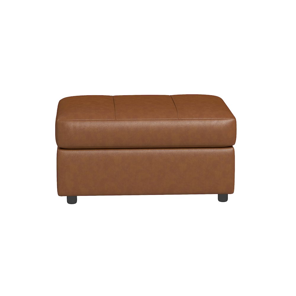 Sakan Leather Upholstered Ottoman, Caramel. Picture 6