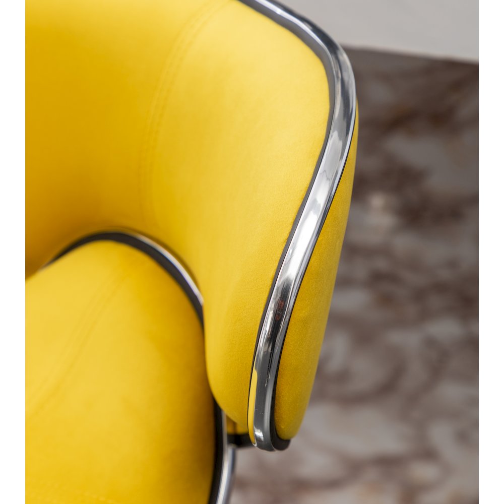 Masaccio Velvet Upholstered Adjustable Swivel Barstool, Set of 2, Yellow. Picture 9