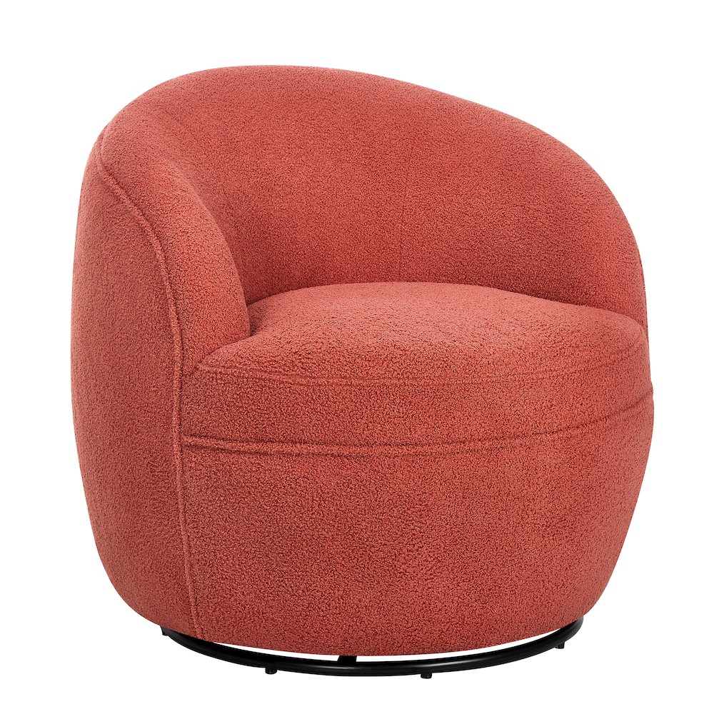 Galleria 360 Swivel Teddy Sherpa Barrel Chair, Coral. Picture 1