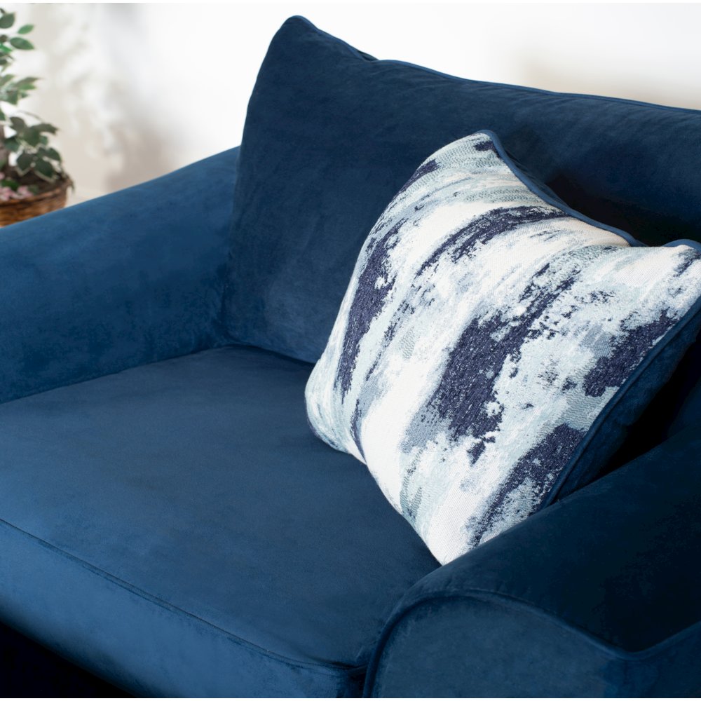 Camero Fabric Pillowback Chair with Ottoman Set in Navy Blue. Picture 5