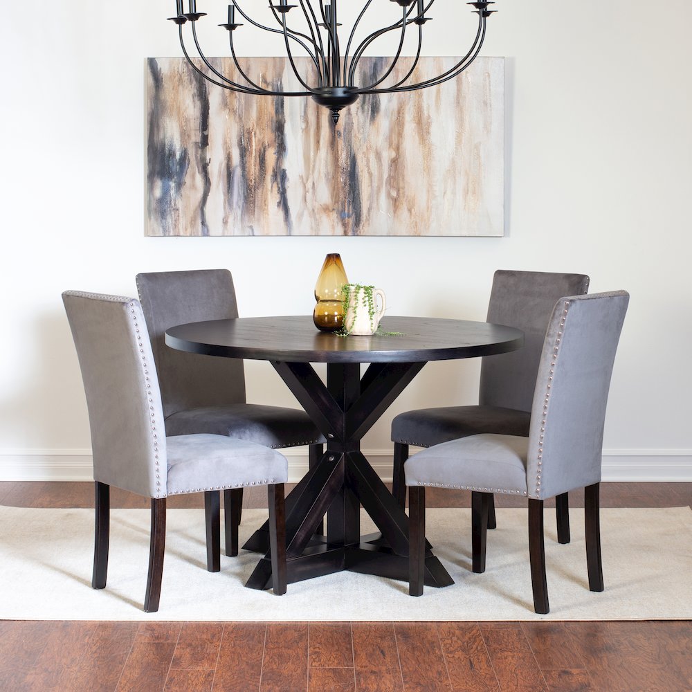 Enbridge 5-Pc Dining Set, Cross-Buck Dining Table with 4 Stylish Chairs, Gray. Picture 1