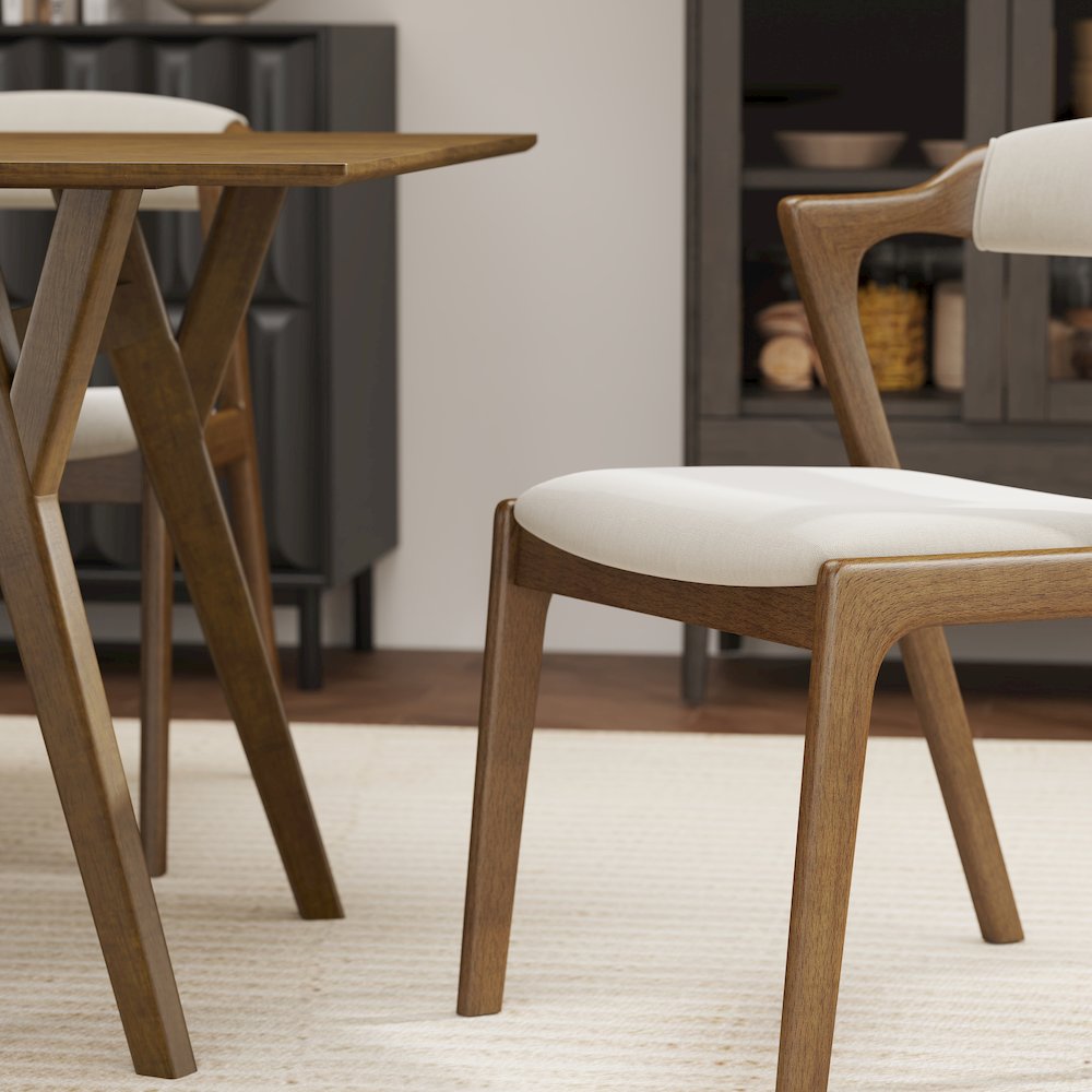 Modern 7-Piece Dining Set, Walnut Finished Dining Table with 6 Brown Chairs. Picture 14