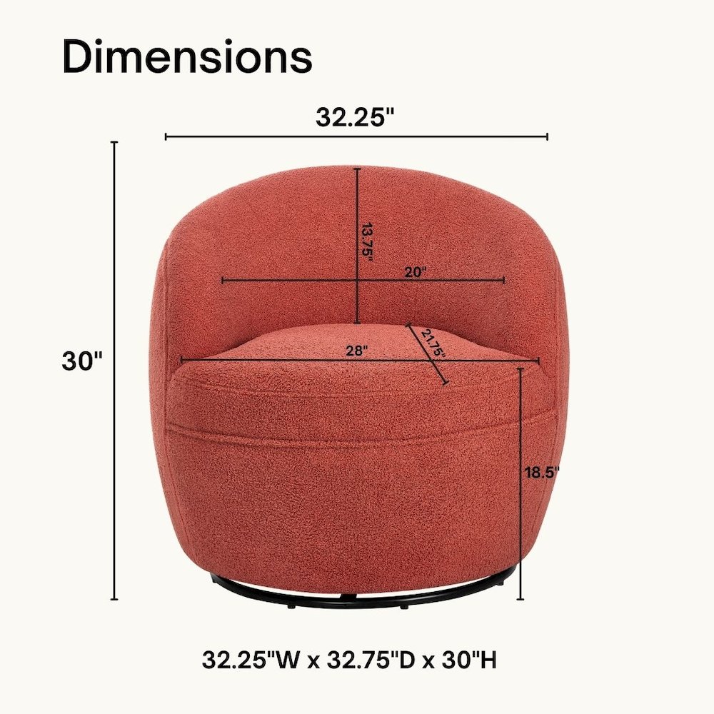 Galleria 360 Swivel Teddy Sherpa Barrel Chair, Coral. Picture 8