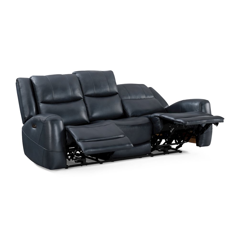 Cozura Leather Power Dual Reclining Sofa, Chesapeake Blue. Picture 6