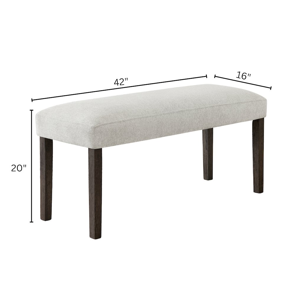 Sorlen Contemporary Upholstered Dining Bench, Gray. Picture 9