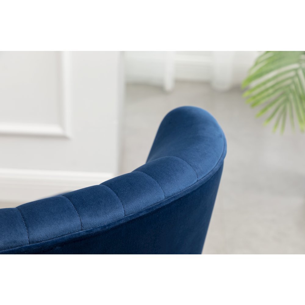 Elon Contemporary Velvet Upholstered Accent Chair, Blue. Picture 8