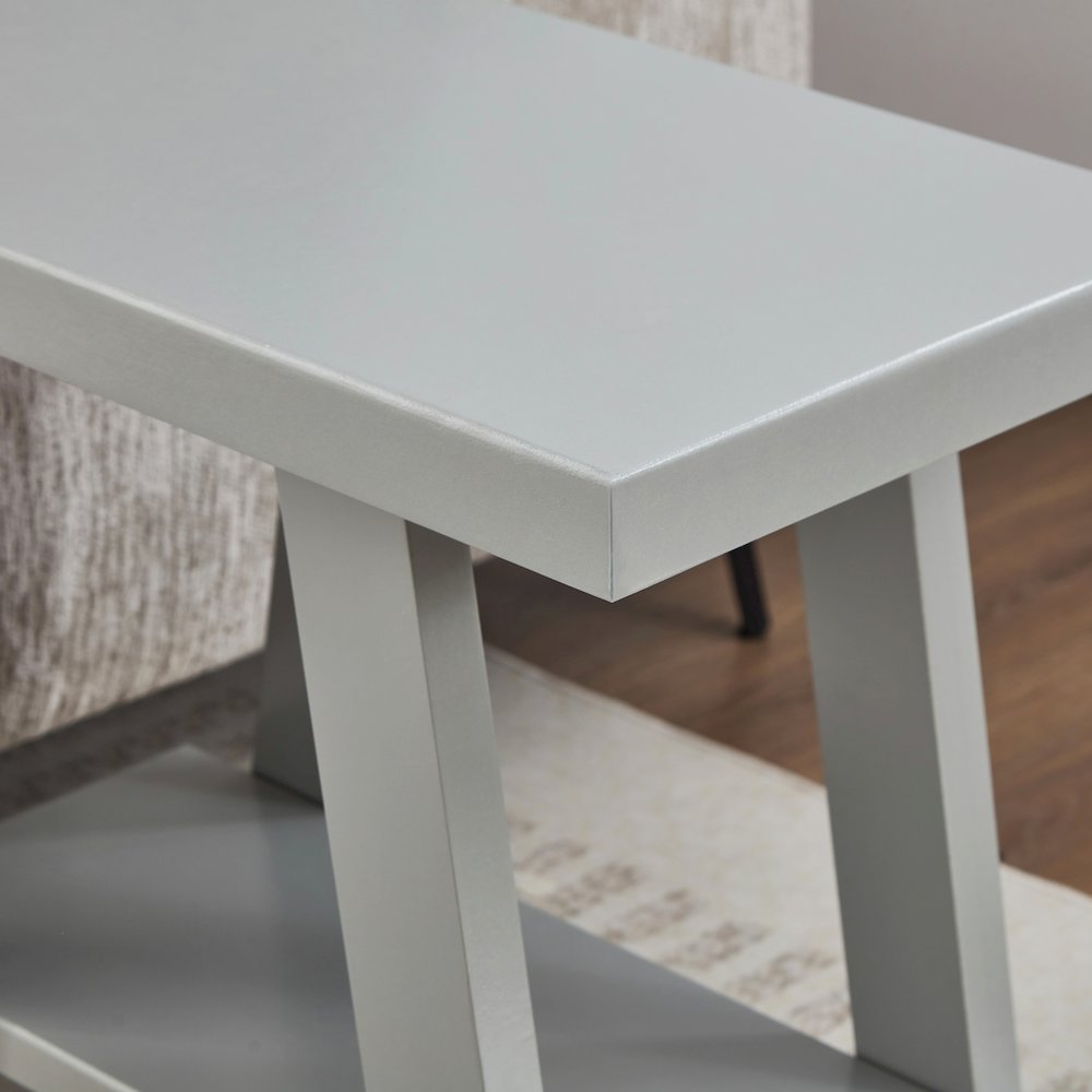 Athens Contemporary Wood Shelf Side Table in Gray. Picture 5