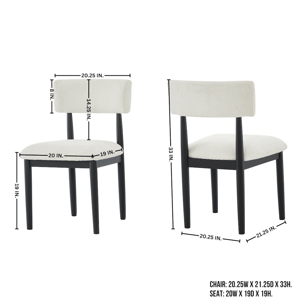Axler 5-Piece Dining Set, Tripod-Cross Dining Table with 4 Boucle Chairs, Black. Picture 18