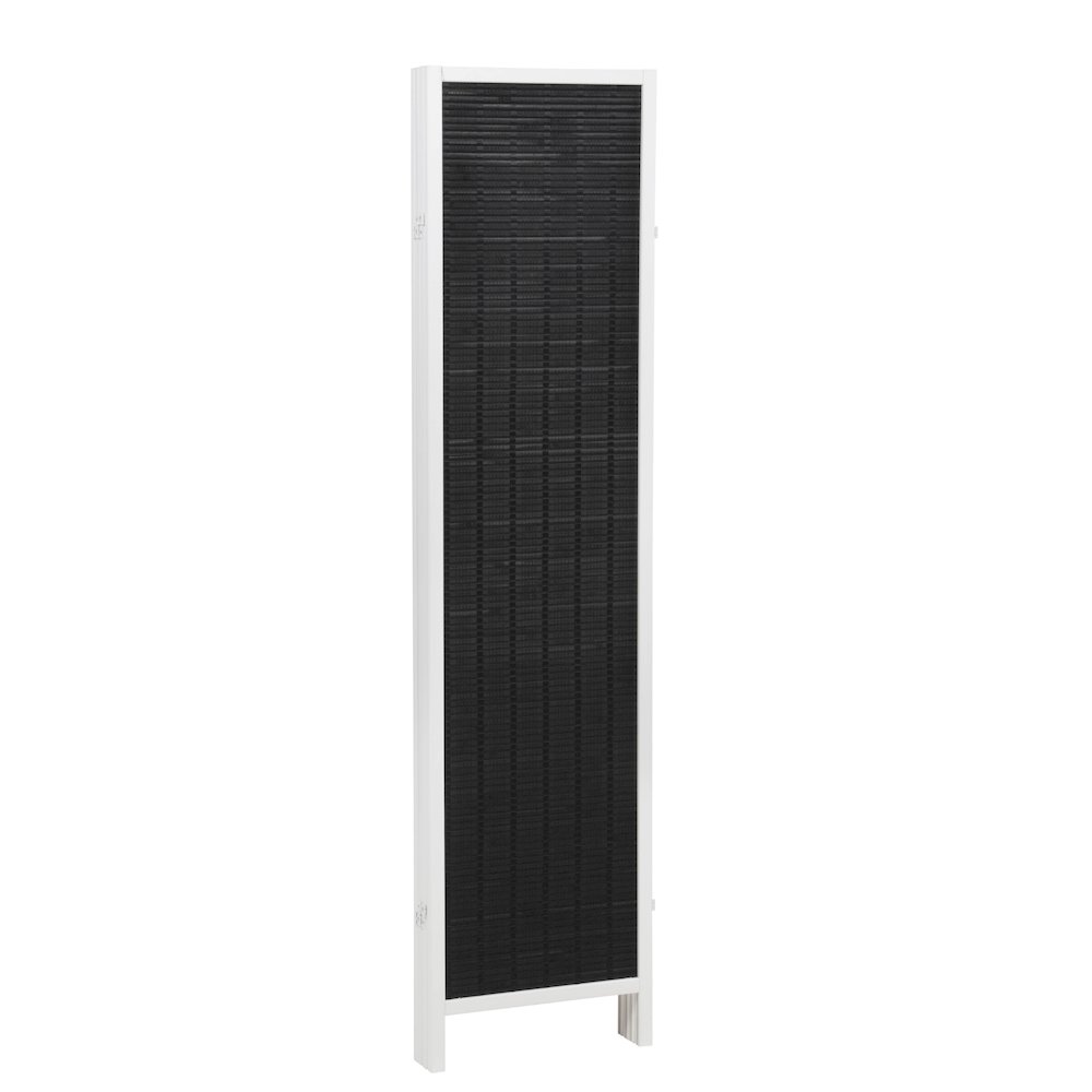 Inkwell 4-Panel Bamboo Room Divider, Folding Screen, Black with White Frame. Picture 9
