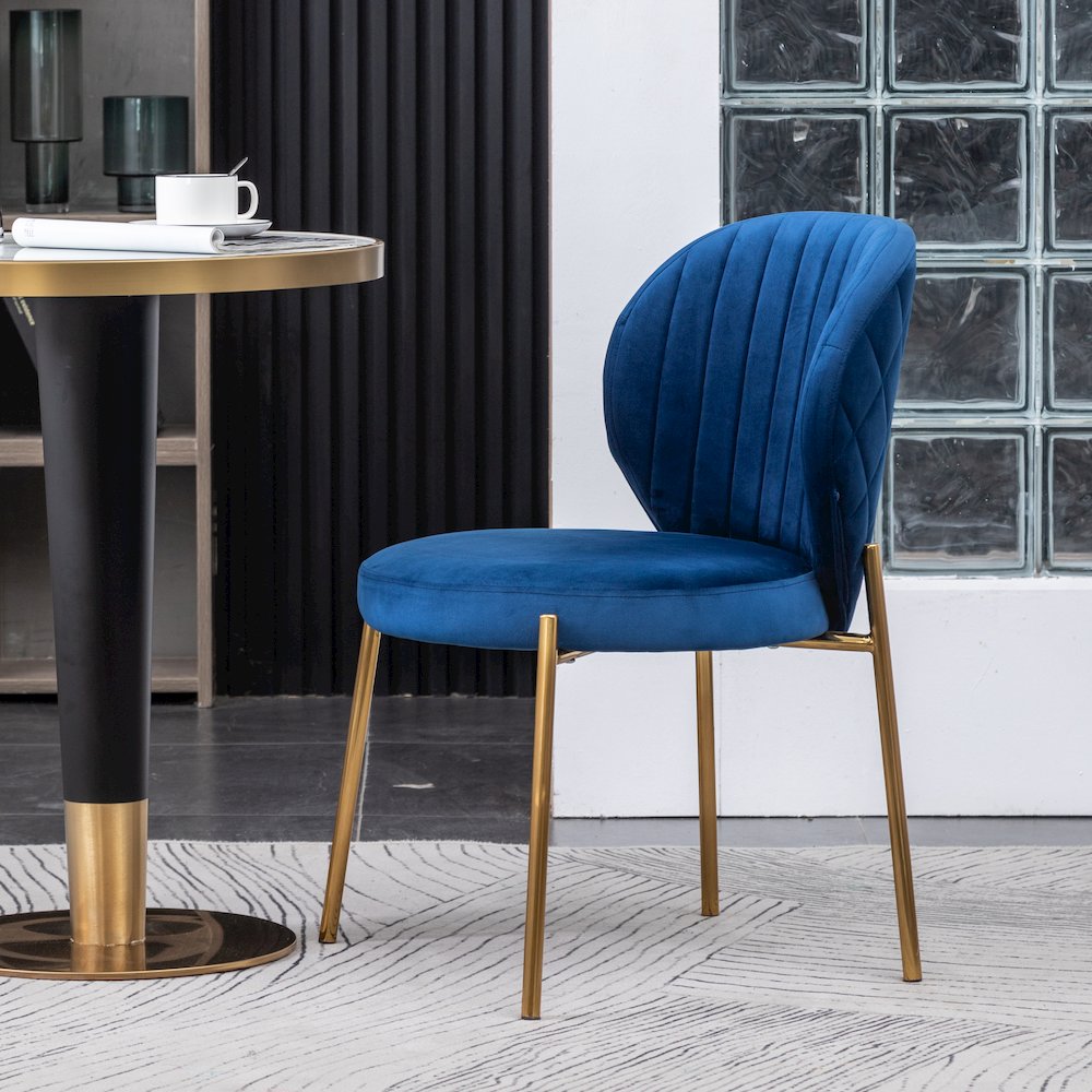 Amoa Contemporary Velvet Upholstery Dining Chair, Blue, Set of 2. Picture 4