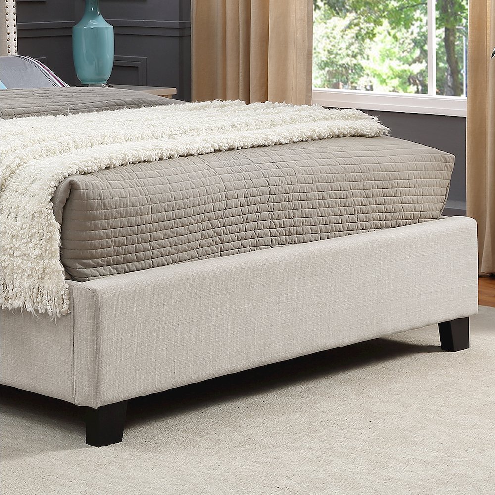 Nantarre Fabric Button Tufted Wingback King Bed with Nail Head Trim, Tan. Picture 5