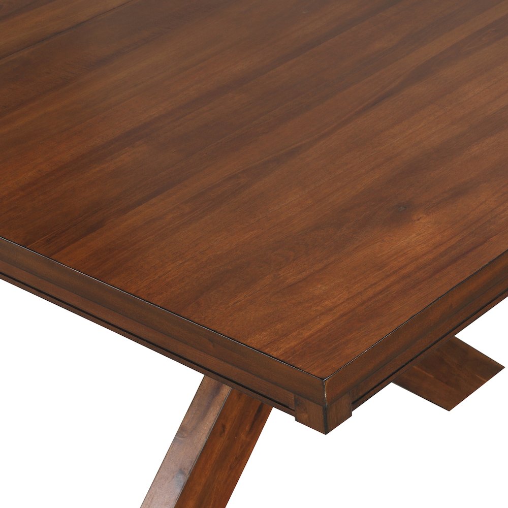Karven Wood Trestle Extendable Dining Table with Leaf, Dark Hazelnut. Picture 7