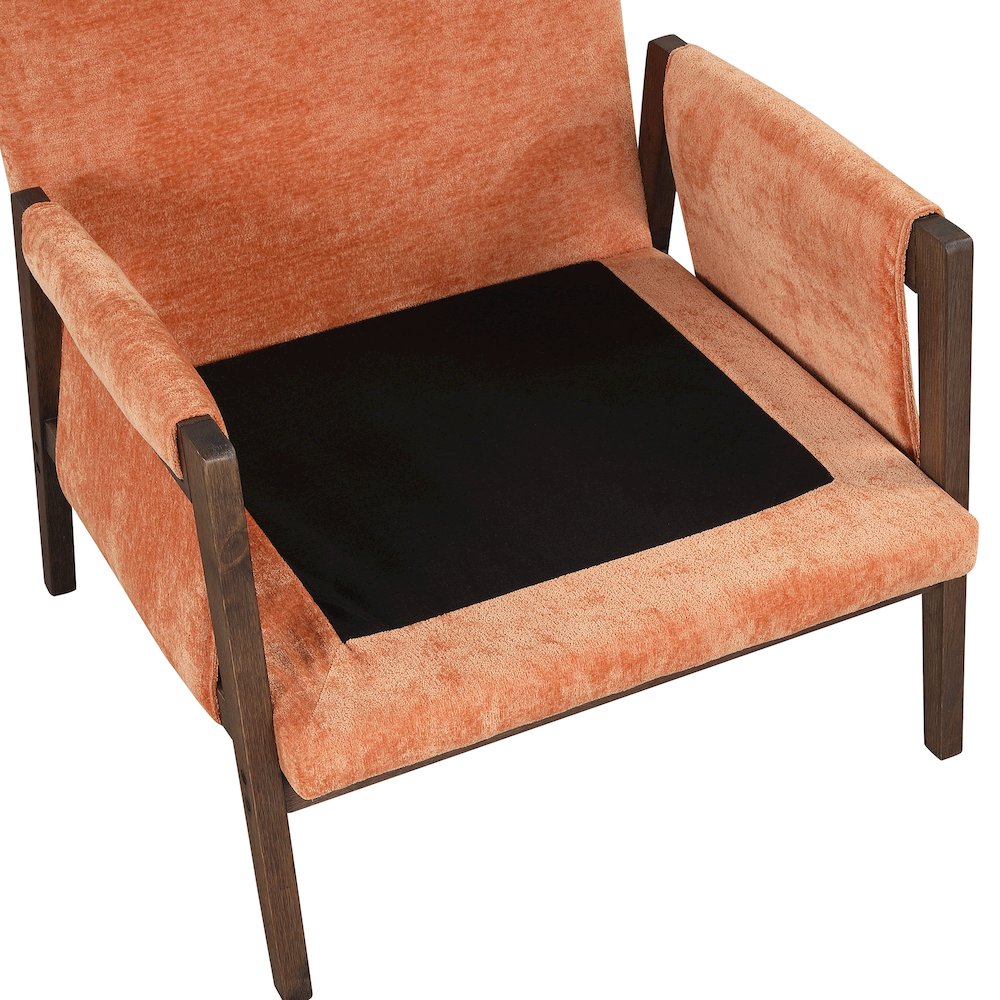 Kelly Mid-Century Modern Velvet Accent Armchair, Orange. Picture 10