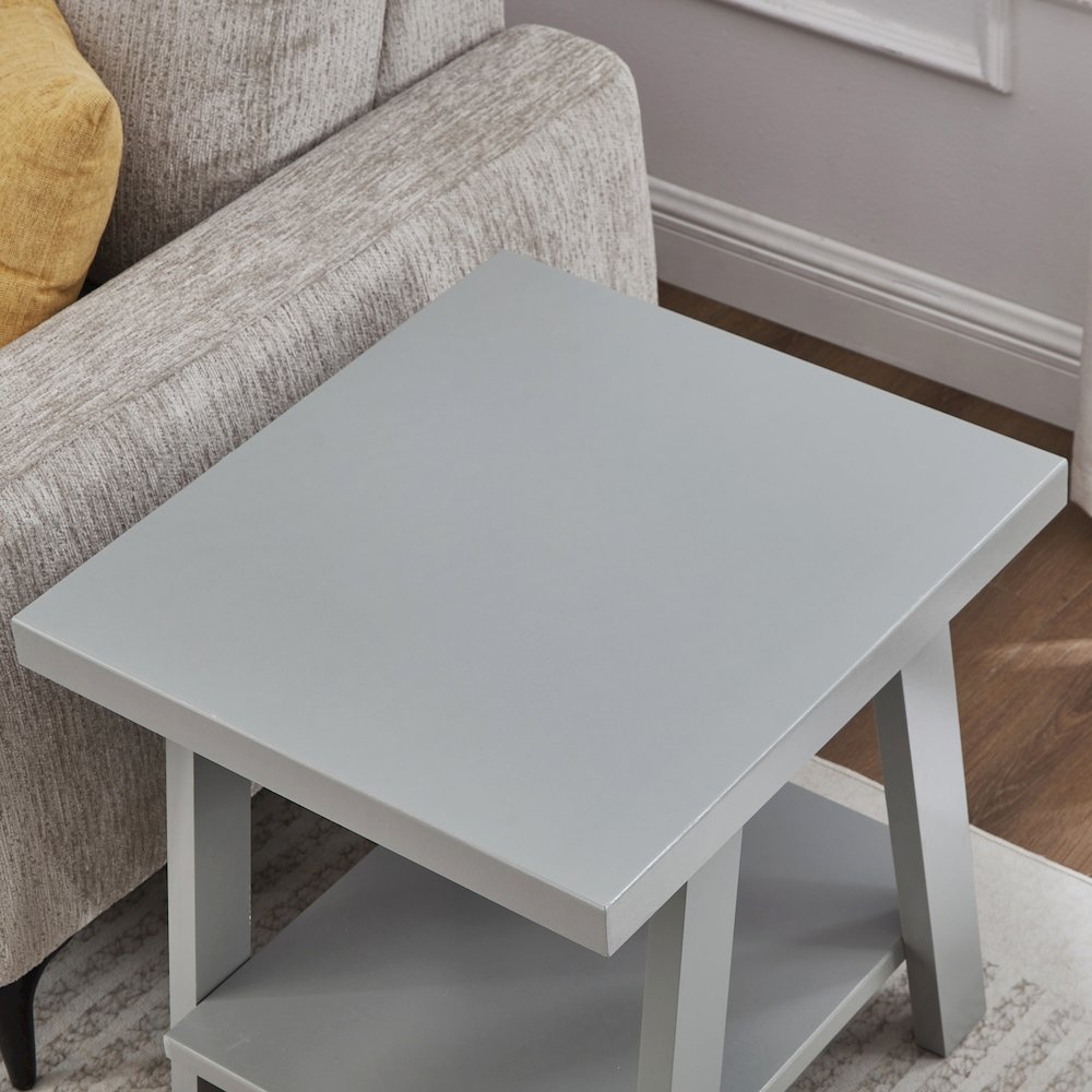 Athens Contemporary Wood Shelf End Table in Gray. Picture 4