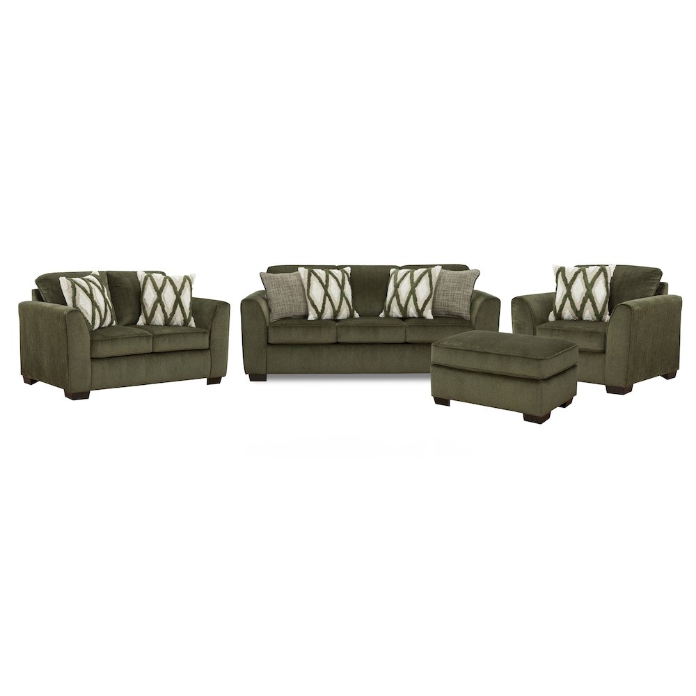 Marvella 4-PC Living Room Set, Sofa, Loveseat, Chair, Ottoman, Chenille. Picture 1