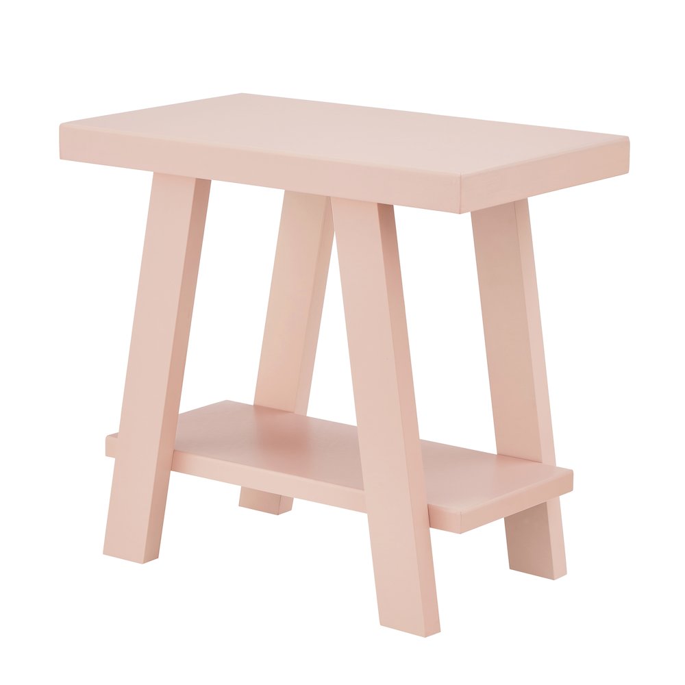 Athens Contemporary Wood Shelf Side Table in Pink. Picture 1